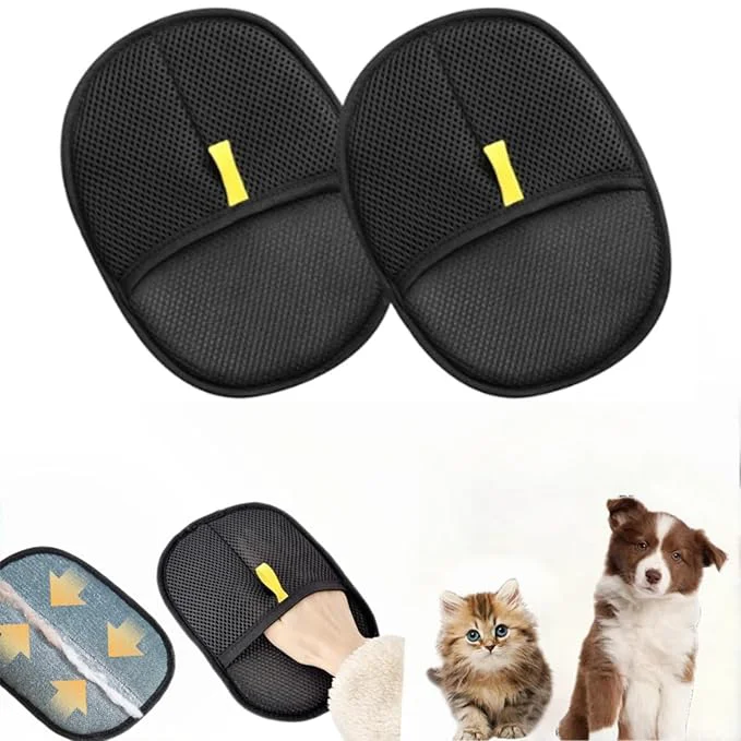 Breathable 2-Pack Washable Pet Grooming Gloves – Electrostatic Deshedding Mitts for Dogs Cats Removes Fur from Furniture Couches Beds Car Seats Clothes – Reusable Cleaning Tool..About This Premium