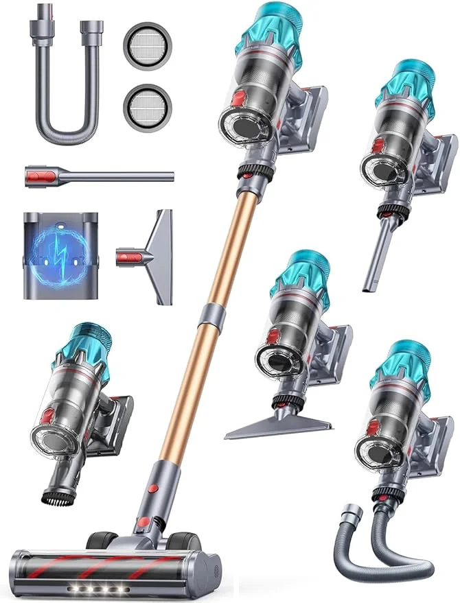 Premium Material Cordless Vacuum Cleaner 600W 50Kpa Stick Vacuum Cleaners 65 Mins Max Runtime with Charging Dock Self-Standing Handheld Vacuum with Touch Display 6-in-1 Vacuum Cleaner for Carpet Hard Floor Pet HairAbout ThisOverview Fine