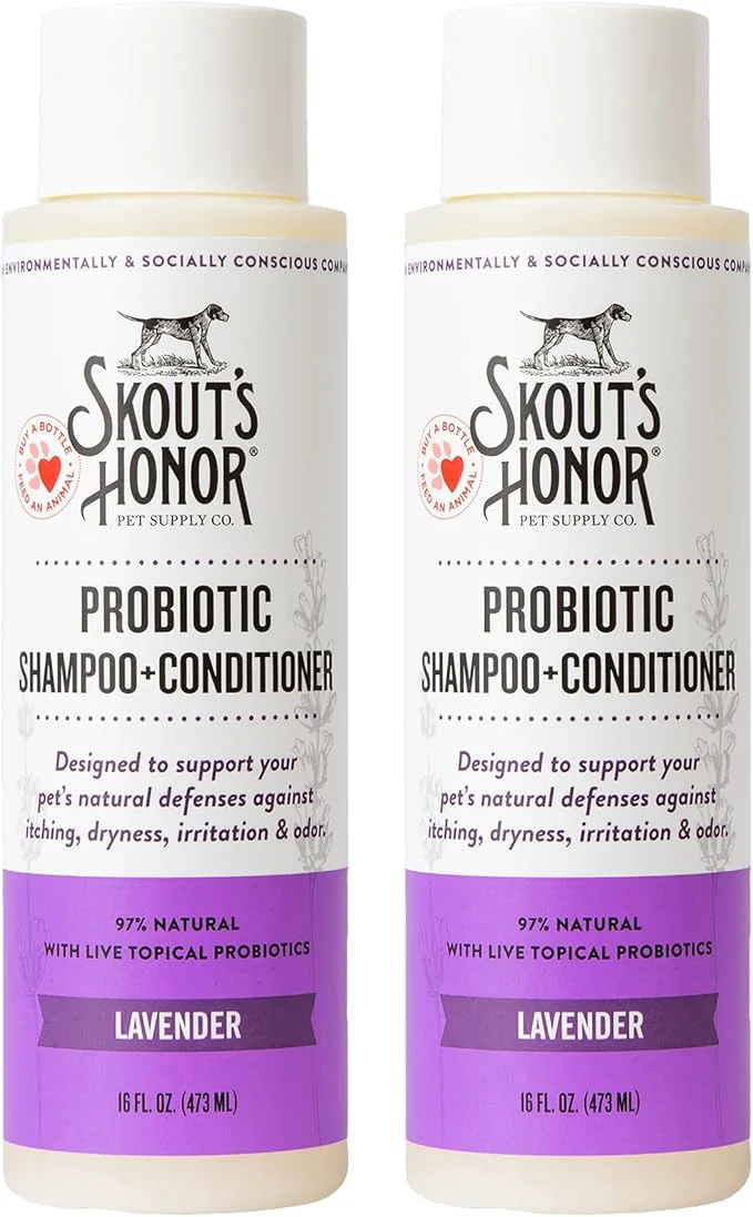 Effective Skout's Honor Probiotic Dog Shampoo Conditioner with Avocado Oil Omega-3s 97 Natural Paraben Sulfate- Cruelty- 16oz Lavender 2-PackAbout ThisOverview Superior