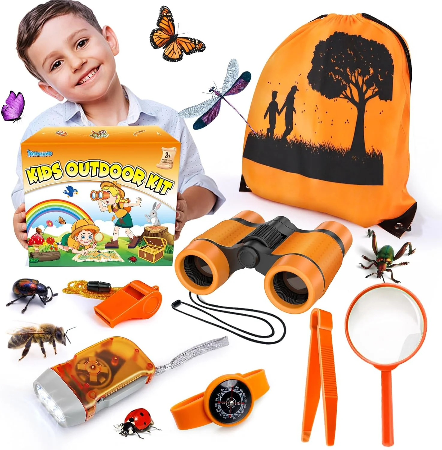 Smart Kids Explorer Kit Bug Catcher Kit Camping Gear for Kids Outdoor Exploration Set with Backpack Binoculars I Outdoor Adventure Toys for Boys Girls 3-12 Lightweight