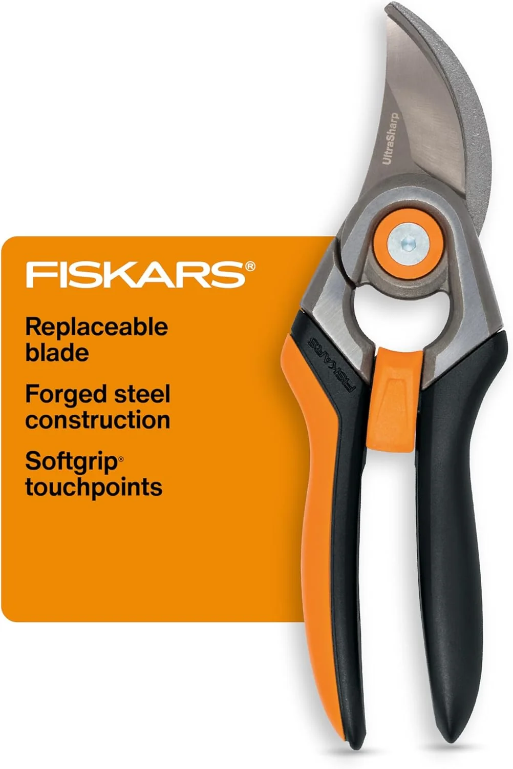 Versatile Fiskars Bypass Pruning Shears 1-Inch Cut Capacity Softgrip Pruner Forged Steel Replaceable Blade Stays Sharp Through Heavy Use with Rust Resistant Low-Friction Coating Advanced