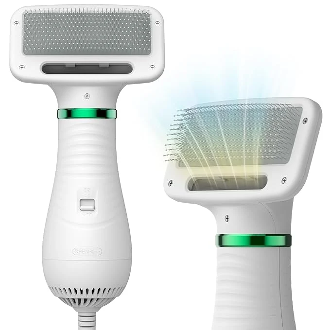 Natural Dog Hair Dryer 2-in-1 Dog Blow Dryer with Slicker Brush 300W Pet Hair Dryer for Small and Medium-Sized Dogs and Cats Dog Grooming Dryer Portable ＆ Adjustable TemperatureAbout ThisOverview Functional