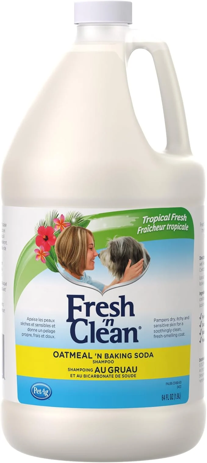 Soft PetAg Fresh n Clean Oatmeal n Baking Soda Shampoo - Tropical Fresh Scent - 64 oz - Nurtures Dry Itchy Sensitive Skin with Vitamin E Aloe - Strengthens Repairs Coats - Soap About ThisOverview Refined