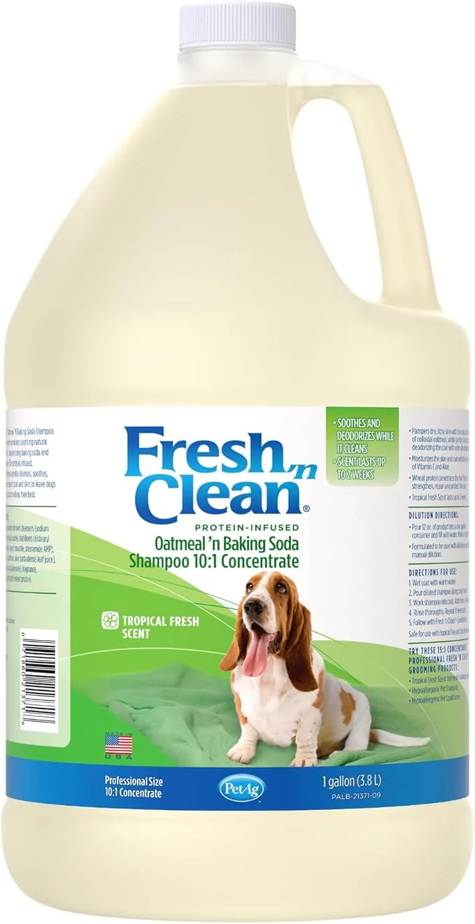 Soft PetAg Fresh n Clean Oatmeal n Baking Soda Shampoo - Tropical Fresh Scent 10 1 Concentrate - 1 Gallon - Nurtures Dry Itchy Skin with Vitamin E Aloe - Strengthens Repairs - Soap About ThisOverview Fine
