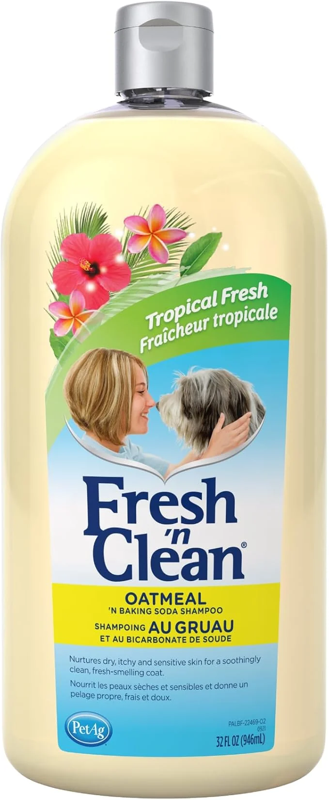 Luxury PetAg Fresh n Clean Oatmeal n Baking Soda Shampoo - Tropical Fresh Scent - 32 oz - Nurtures Dry Itchy Sensitive Skin with Vitamin E Aloe - Strengthens Repairs Coats - Soap About ThisOverview Outstanding
