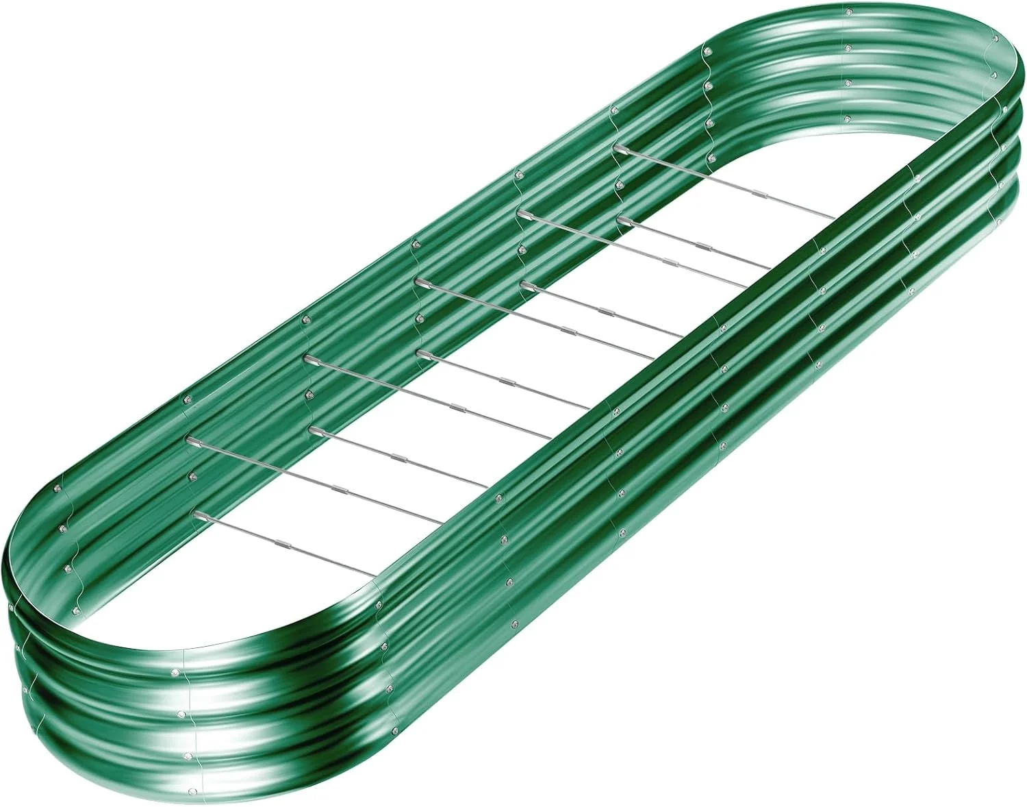 Clean Land Guard 8×2×1ft Galvanized Raised Garden Bed Kit 108 Gallon Capacity Raised Garden Boxes Outdoor Oval Metal Raised Garden Beds for Vegetables Forest Green with 10 Connecting rods Next-Generation