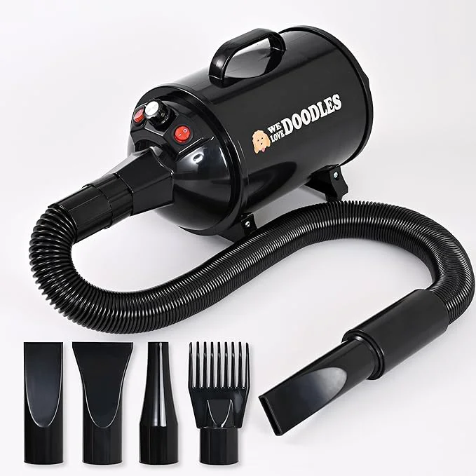 Organic We Love Doodles Dog Dryer with Adjustable Speed Temperature Control - High Velocity Hair Dryer Pet Blow Dryers for Dogs Blow Dry Quickly Blow Out Undercoat - Pet Grooming Black About ThisOverview Stylish
