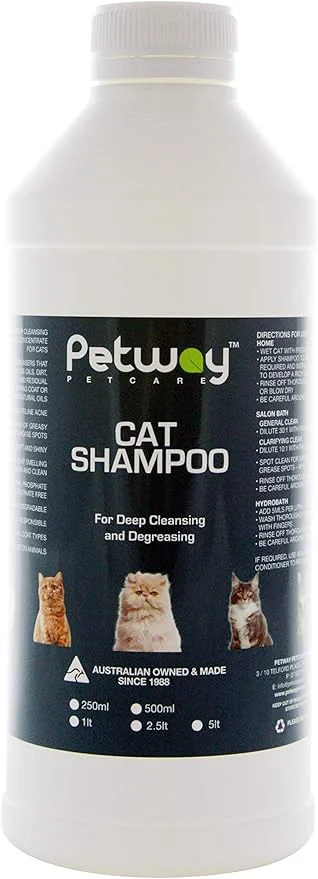 Fine Crafted Petway Petcare Cat Shampoo - Natural Pet Dandruff Shampoo pH Balanced Shampoo with Plant Derived Surfactant of DEA Phosphates Parabens Enzymes Removes Excess Oil Dirt and Dandruff - 1 LAbout ThisOverview Refined