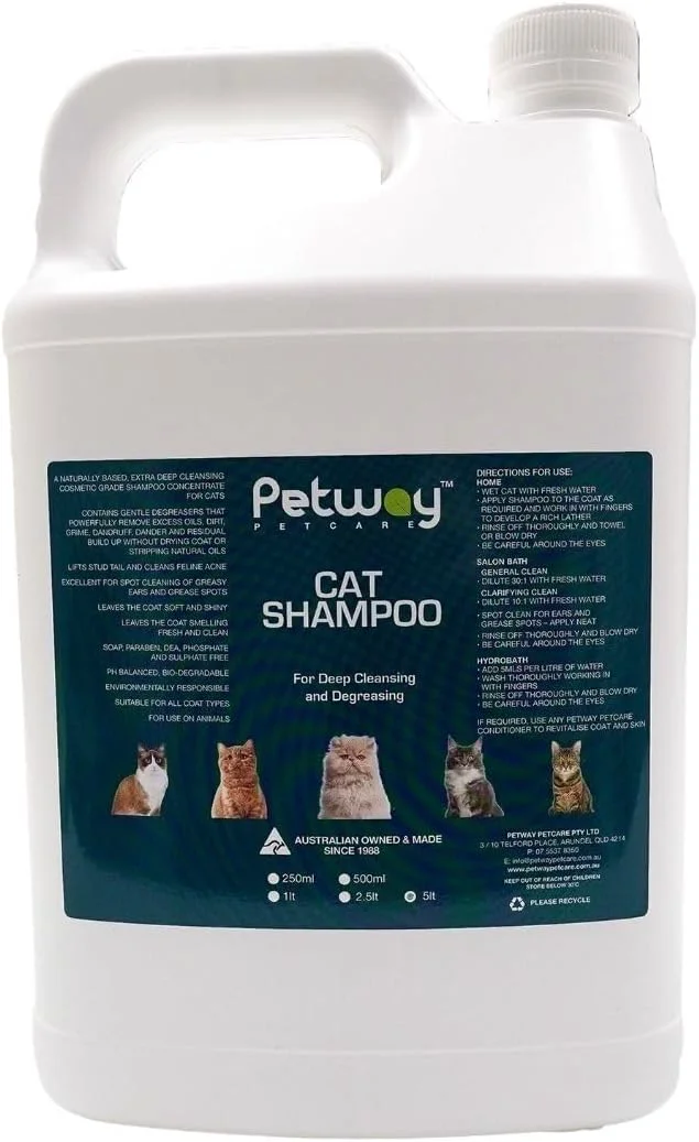 High-Quality Petway Petcare Cat Shampoo Natural Dandruff Shampoo pH Balanced Cat Grooming Supplies with Plant-Derived Surfactant of DEA Phosphates Parabens Enzymes Removes Dandruff Oil Dirt 5 LAbout ThisOverview Refined