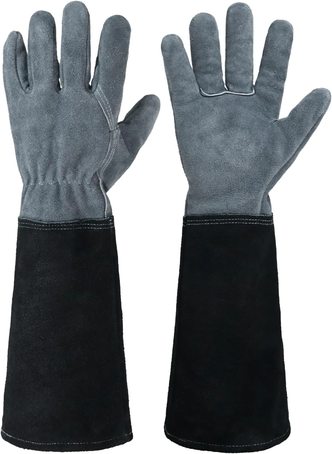 Smooth HANDLANDY Long Gardening Gloves for Men Women Cowhide Leather Rose Pruning Gloves Breathable Thorn Proof Gauntlet Glove Dark Grey-Black L Authentic