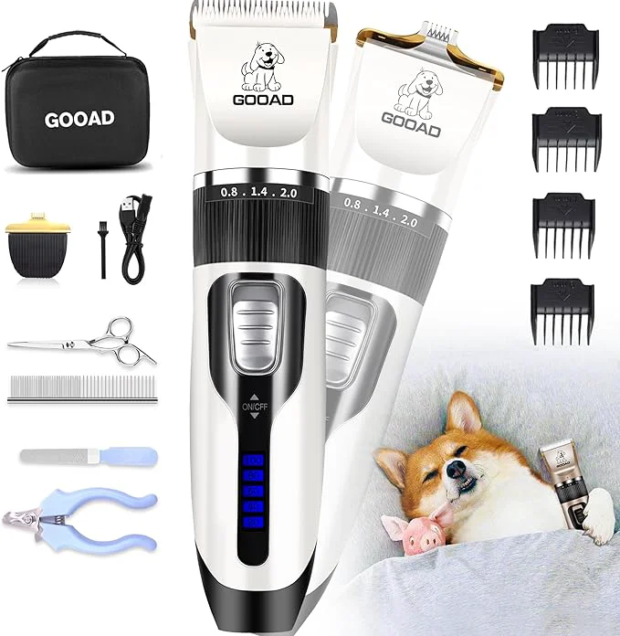 Reusable Dog Clippers Grooming Kit and Paw Trimmer Cordless Low Noise Electric Quiet Rechargeable Dog Trimmer Grooming Pet Hair Clippers for Thick Coats Shaver for Small and Large Dogs CatsAbout ThisOverview Crafted