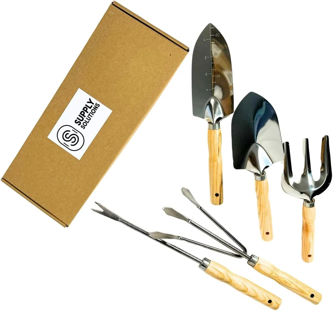 Healthy Gardening Tools - Garden Tools for Women or Men - Small Heavy Duty Gardening Hand Tools with Trowel Transplanter Fork Rake and Cultivator - Ergonomic Design Gardening Kit Fine