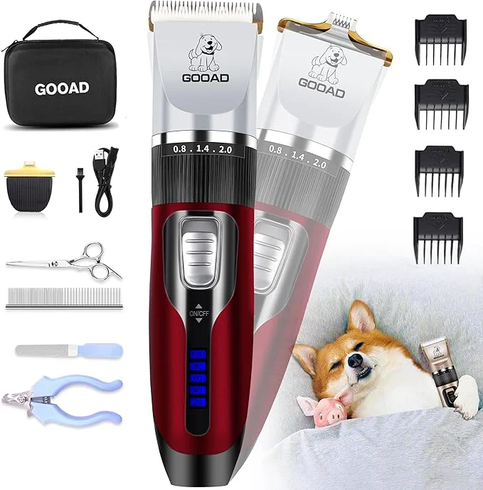 High-Performance Dog Clippers Grooming Kit and Paw Trimmer Cordless Low Noise Electric Quiet Rechargeable Dog Trimmer Grooming Pet Hair Clippers for Thick Coats Shaver for Small and Large Dogs Cats Red About ThisOverview Sophisticated