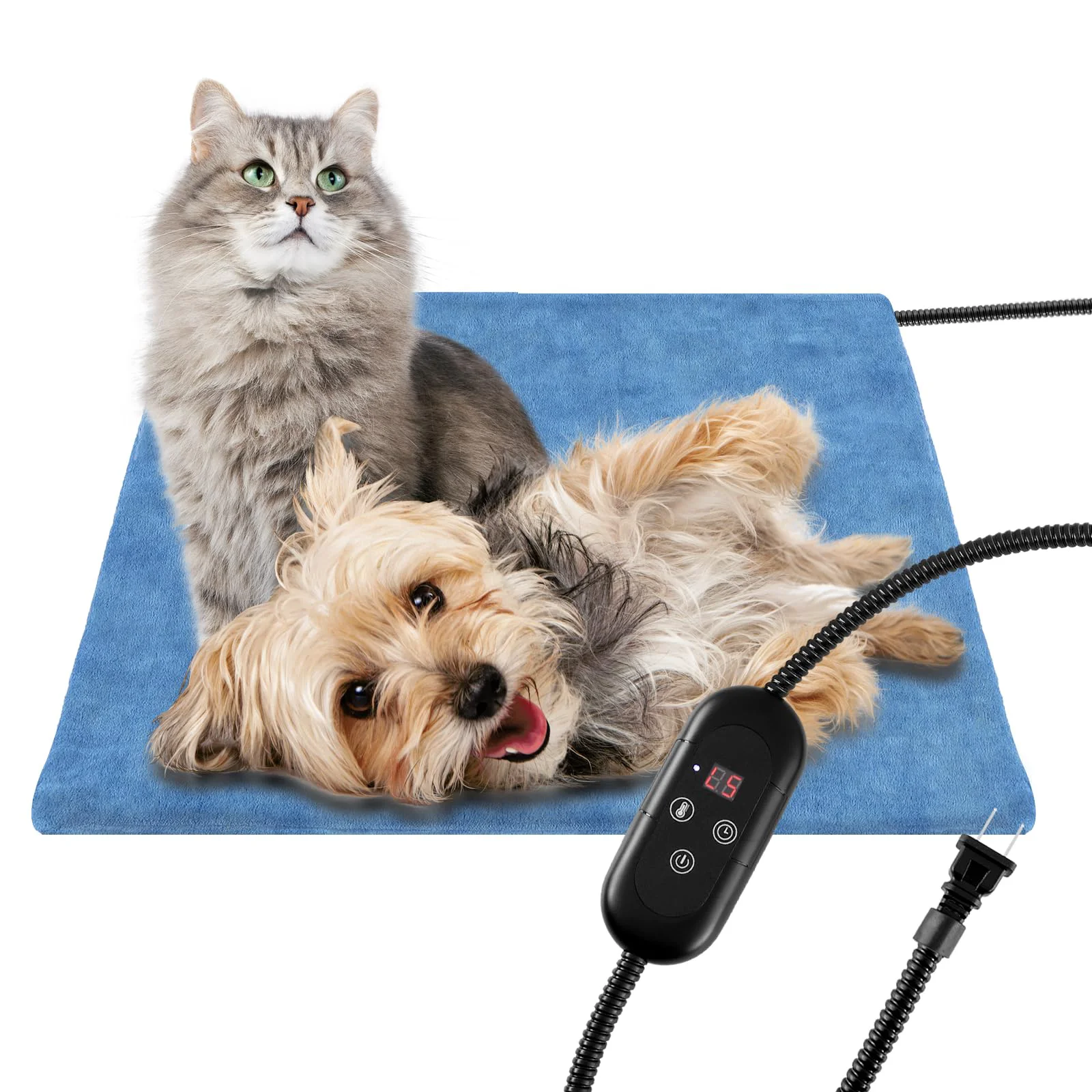 Solid KEKELAN Pet Heating Pad - 6 Temp Levels 4 Timer Presets Waterproof 17.7x17.7 High-Performance