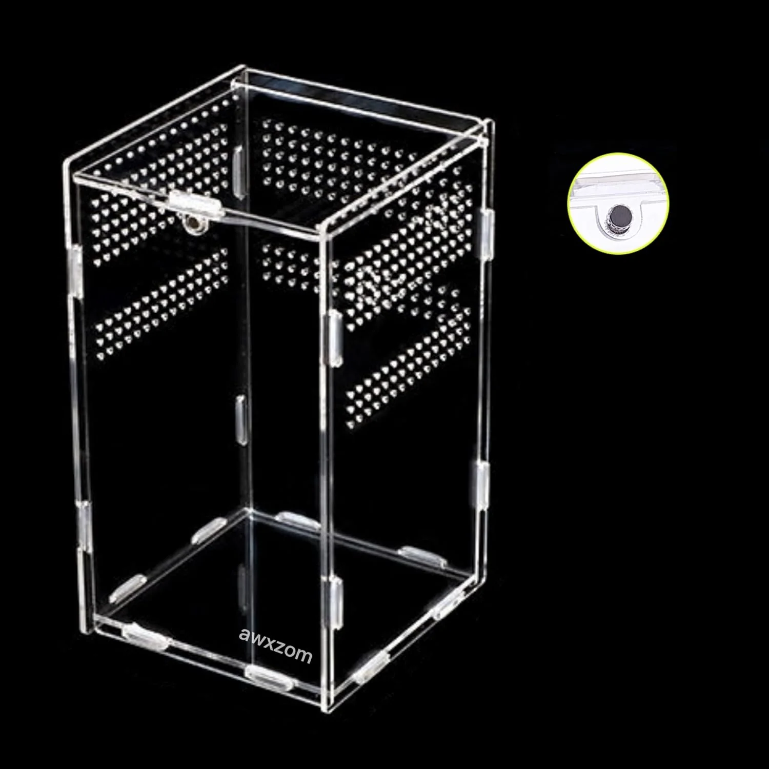 Traditional Magnetic Acrylic Case micro habitat small Tarantula Enclosure enclosure for arbo Tarantula Scorpion Sling Lizards Mantis Snake Gecko jumping spider snail Insect Isopods 4.7 4.7 7.8 inch Genuine