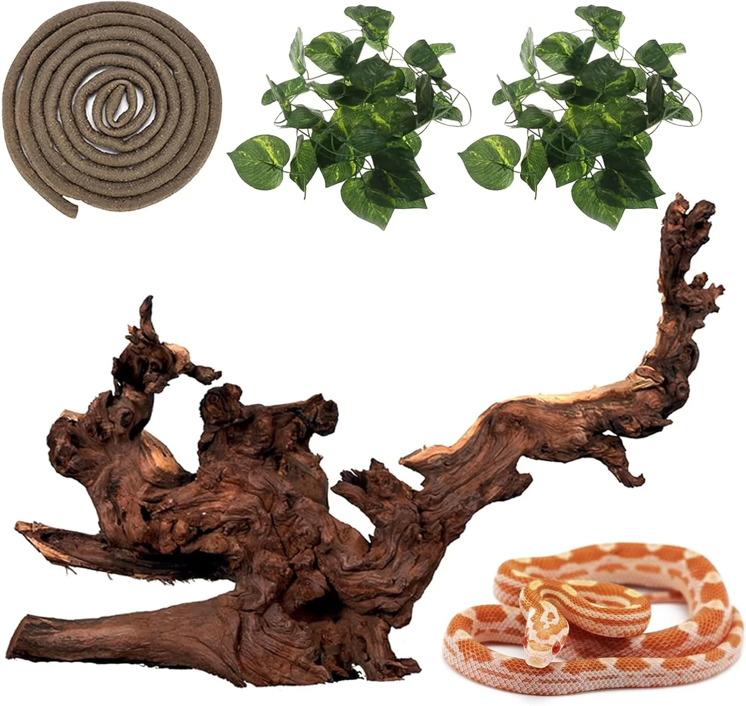 Verified Hamiledyi Reptile Driftwood Decoration Natural Coral Driftwood Branches for Aquarium Reptiles Trunk Log Ornament Bendable Jungle Climbing Vines Decor for Bearded Dragon Lizad Amphibian Fish Tank Crafted