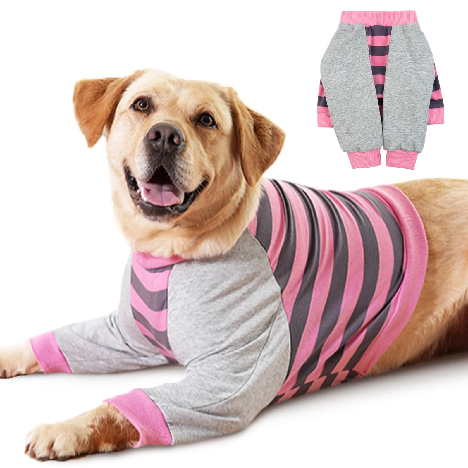 Secure FUAMEY Dog Recovery Sleeve with Elbow Protector – Front Leg Protection Pink Stripes 3XL Official