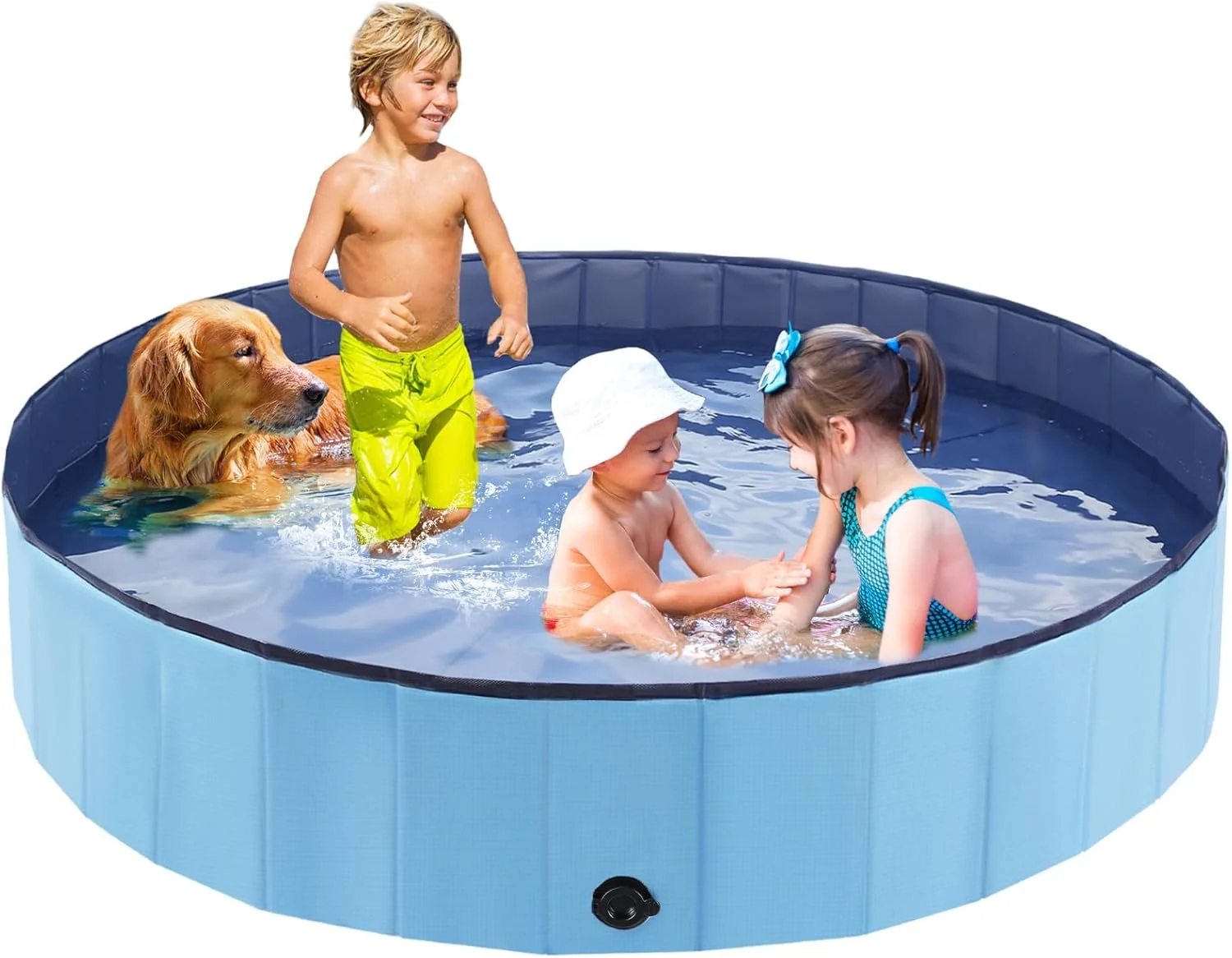 Specialty Foldable Dog Bath Swimming Pool Plastic Kiddie Pool Professional Tub Collapsible Grooming Bathtub for Pets Kids Baby and Toddler 79 x 12 Inches Blue Reusable