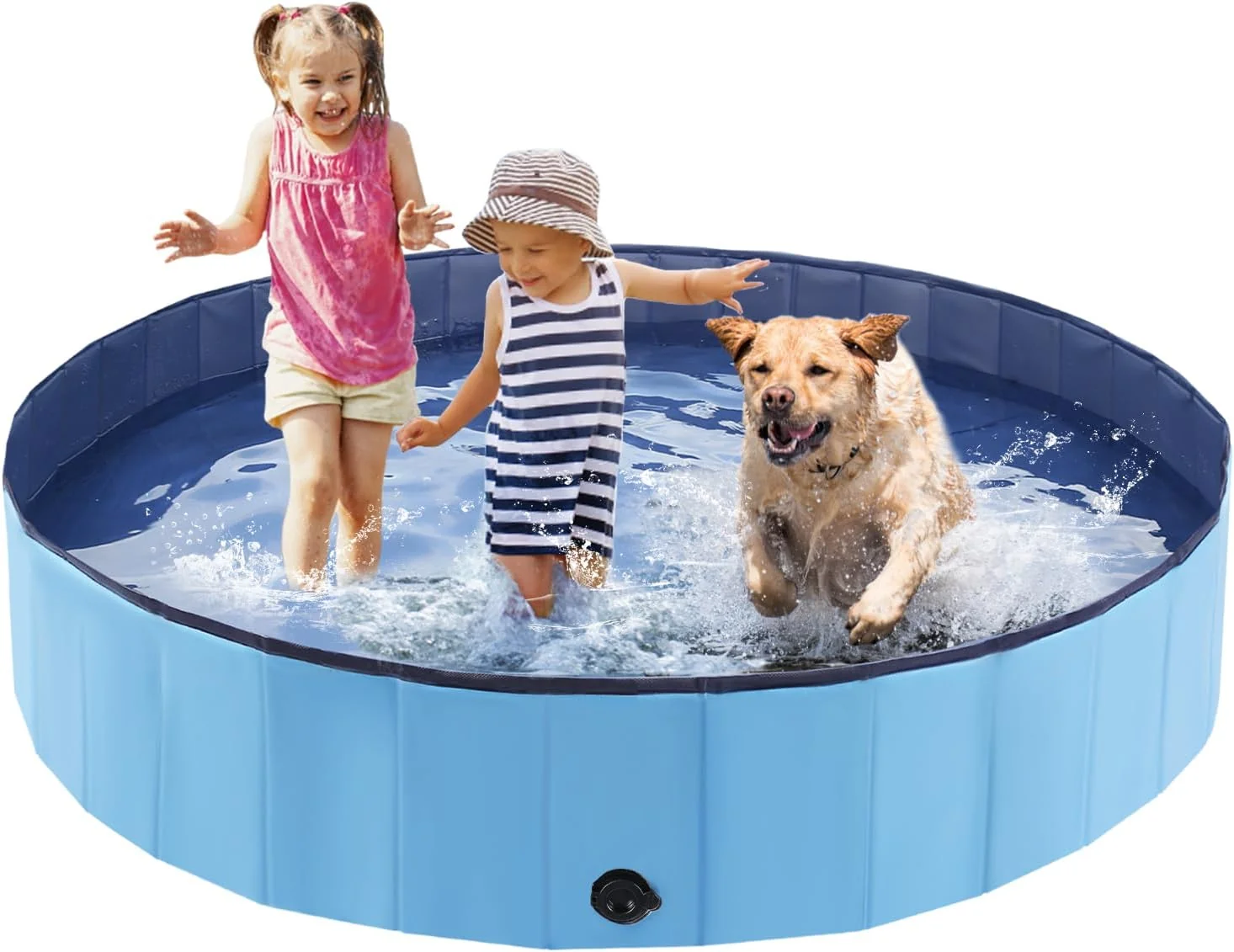 Verified Foldable Dog Bath Swimming Pool Plastic Kiddie Pool Professional Tub Collapsible Grooming Bathtub for Pets Kids Baby and Toddler 55 x 12 Inches Blue Classic