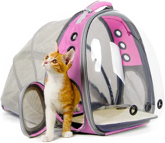 Authentic Expandable Pink Cat Backpack Carrier Fit up to 12 lbs Space Capsule Clear Bubble Window Pet Carrier Backpack for Kitten Bunny Rabbit and Small PuppyAbout ThisOverview Detailed