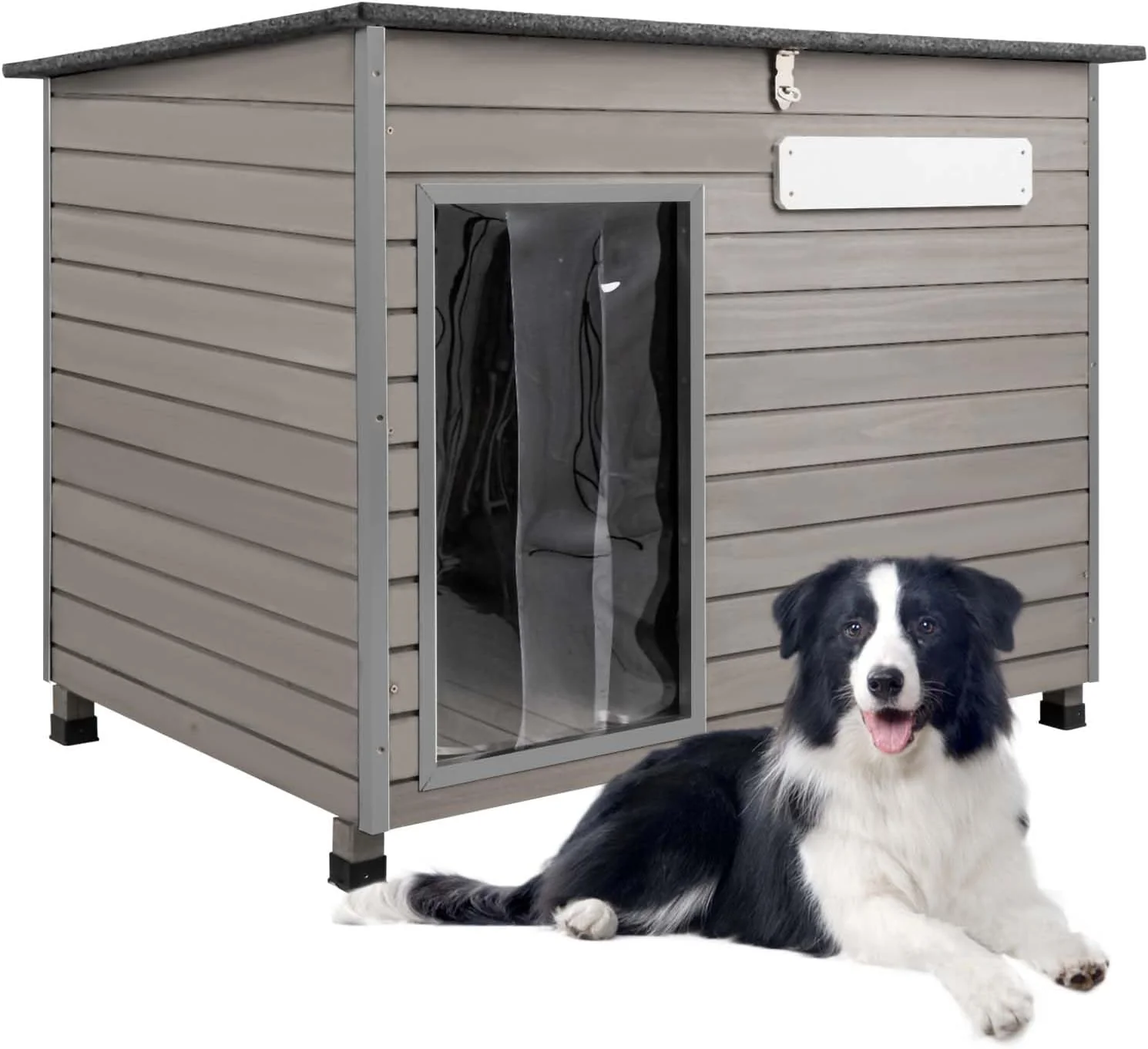 Easy-to-Use 43.3 L Dog House Outdoor for Large Breeds Dogs Anti Chewing Iron Frames Dog Kennel Wooden Pet Houses for Indoor Outdoor with Weatherproof Roof 6 d Feet Reinforced Bottom Support Environmentally Friendly