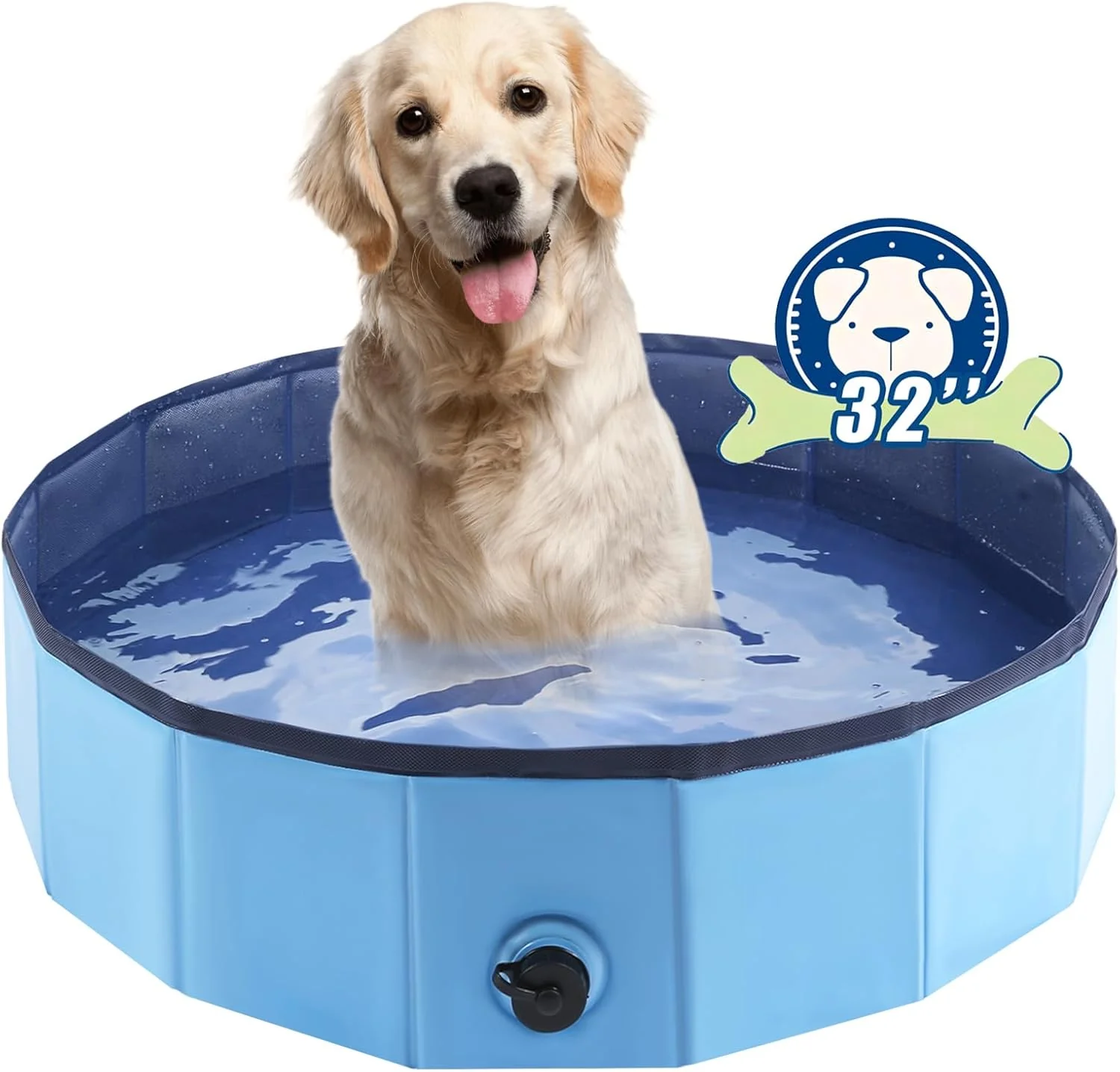 Elegant Foldable Dog Bath Swimming Pool Plastic Kiddie Pool Professional Tub Collapsible Grooming Bathtub for Pets Kids Baby and Toddler 32 x 8 Inches Blue Dependable