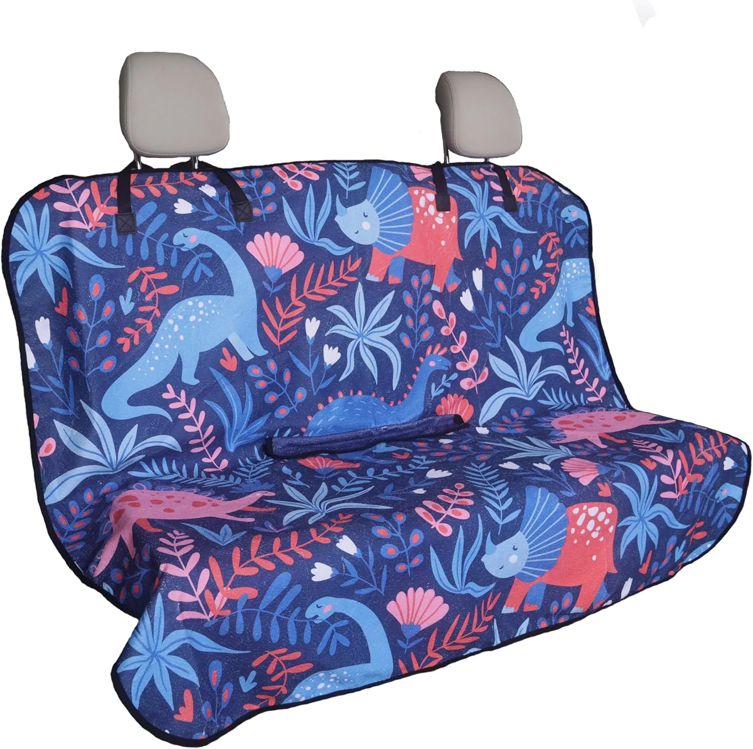 Stylish Back Seat Cover for Car Trucks Van SUV Waterproof Rear Bench Towel Seat Covers for Dogs and Kids Automotive Backseat Protector Dinosaur Unique
