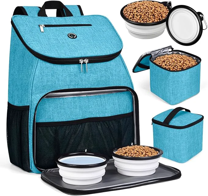 Premium Material BAGLHER丨Dog Travel Bag Airline Pet Supplies Backpack Dog Travel Backpack with 2 Silicone Collapsible Bowls and 2 Food BasketsAbout ThisOverview Healthy