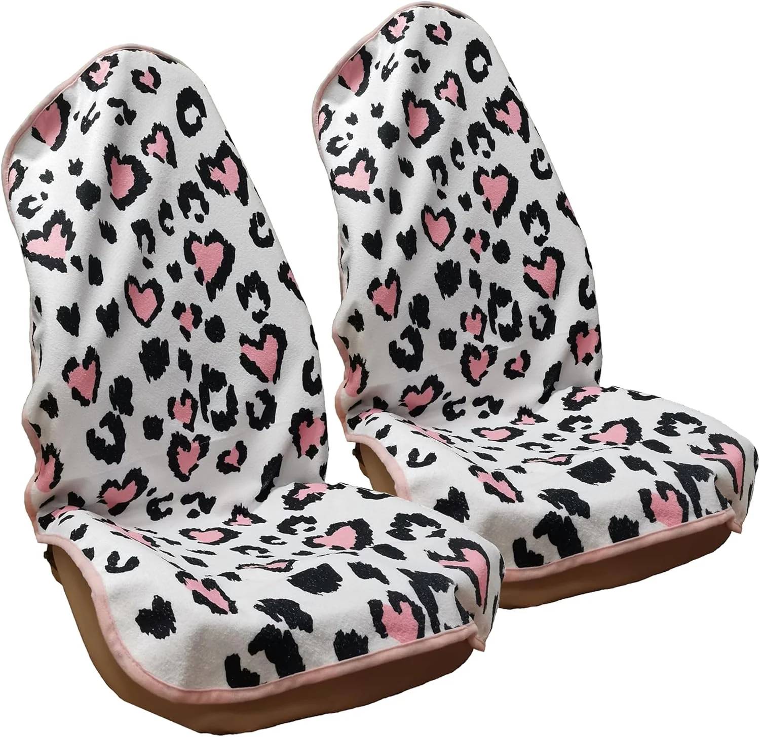 Certified Car Seat Cover Protector Front Seats for Gym Workout Running Swimming Beach and Hiking Waterproof Sweat Towel Bucket Seat Covers for Cars SUV Trucks Leopard Print 2Pcs Detailed