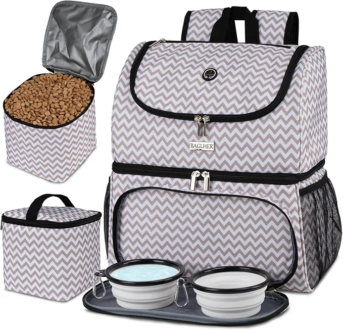 Trusted BAGLHER Pet Travel Bag Double-Layer Pet Supplies Backpack for All Pet Travel Supplies Pet Travel Backpack with 2 Silicone Collapsible Bowls and 2 Food Baskets BLWAbout ThisOverview Secure