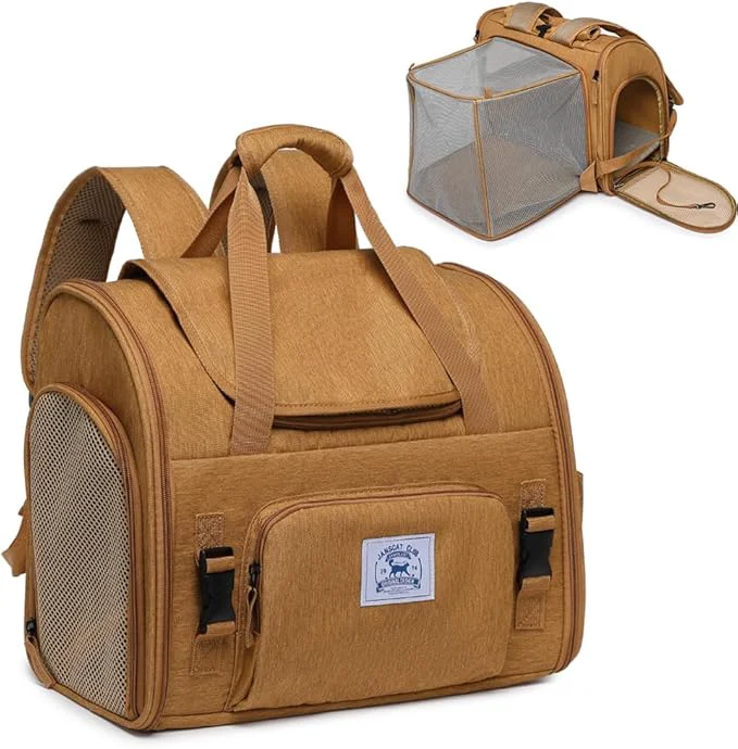 Exceptional Pet Backpack Carrier for Small Dogs Medium Large Cats Puppies Breathable and Collapsible Design Portable Travel Bag for Bearded Dragon Rabbit Cage Brown Two-Shoulder Large About ThisOverview World-Class