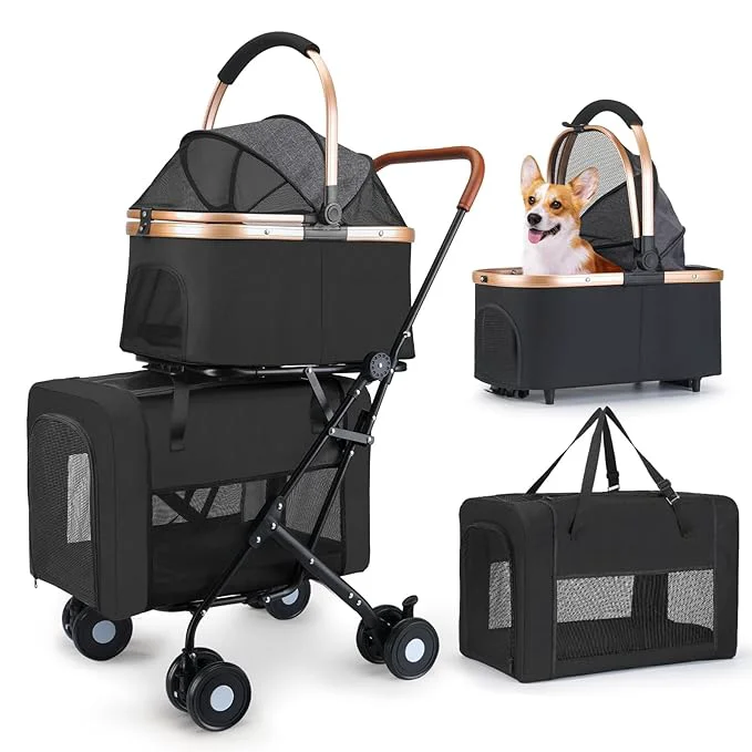 Crafted Double Pet Stroller for Small Medium Dogs - 4 In1 Dog Stroller for 2 Pets Detachable and Foldable with 360°Rotating Wheels Easy Assembly and Compact SizeAbout ThisOverview Expertly Made
