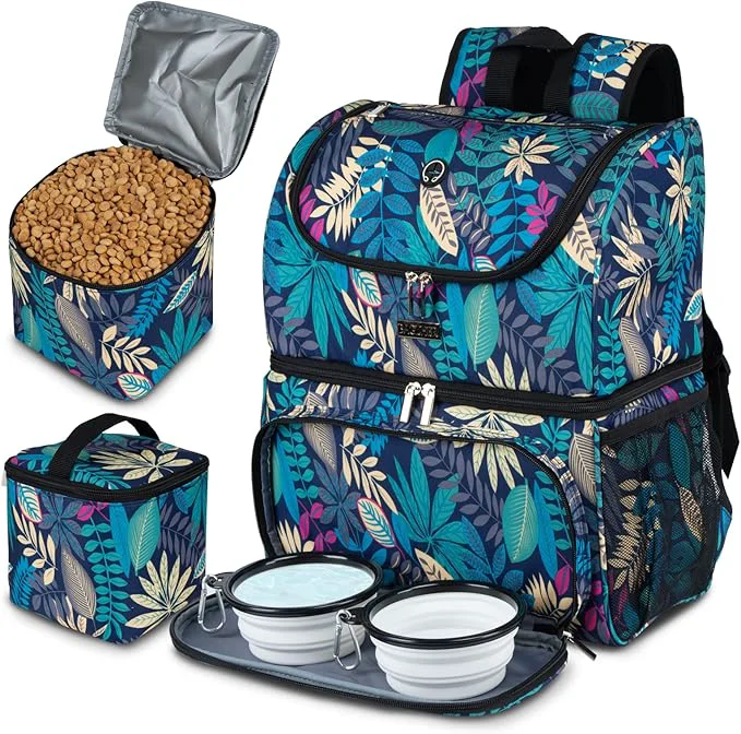 Functional BAGLHER Pet Travel Bag Double-Layer Pet Supplies Backpack for All Pet Travel Supplies Pet Travel Backpack with 2 Silicone Collapsible Bowls and 2 Food Baskets HawaiiAbout ThisOverview Fine