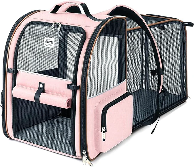 Superior Lekebobor Large Cat Backpack Carrier Expandable Foldable Pet Carrier Backpack for Small Dogs Puppy Medium Cats Fit Up to 18 Lbs for Travel Hiking Pink XL SizeAbout ThisOverview Certified