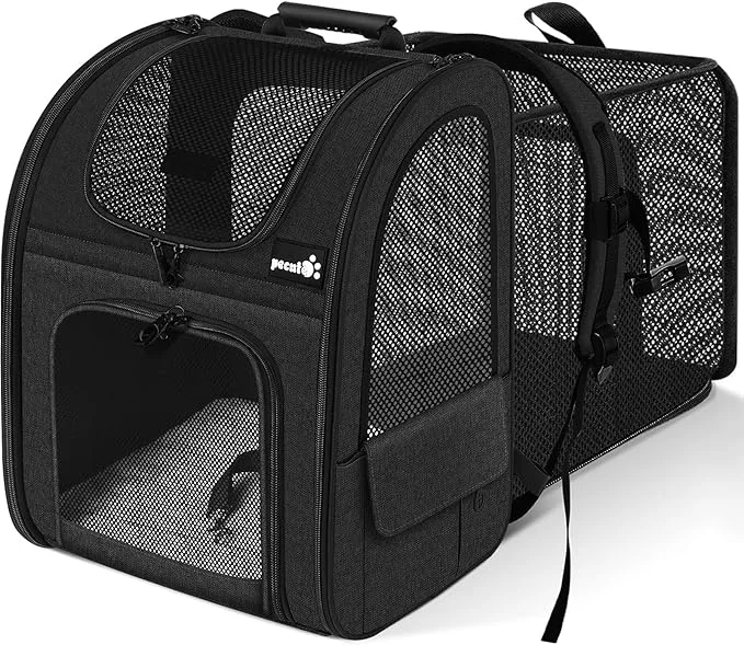 Clean Pecute Pet Carrier Backpack Large Cat Carrier Backpack Expandable Cat Backpack with Breathable Mesh for Medium Large Cats and Small Dogs Dog Backpack Carrier for Travel Hiking BlackAbout ThisOverview Pure