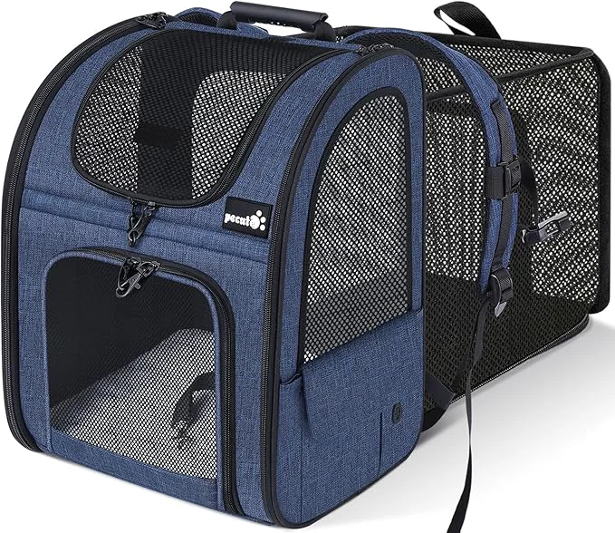 Authentic Pecute Pet Carrier Backpack Dog Carrier Backpack Expandable with Breathable Mesh for Small Dogs Cats Puppies Pet Backpack Bag for Hiking Travel Camping Outdoor Hold Pets Up to 17 LbsAbout ThisOverview Advanced