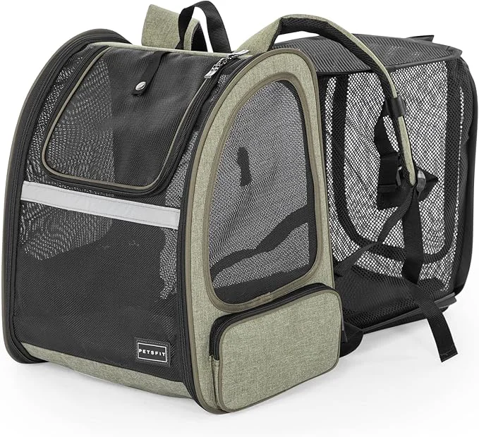 Selected Petsfit Cat Backpack Carrier Dog Carrier Backpacks Expandable with Great Ventilation Fleece Mat for Hiking Camping Hold Pets Under 22 lbsAbout ThisOverview High-End