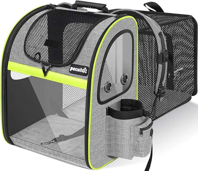 Comfortable Pecute Pet Carrier Backpack Cat Backpack Carrier Expandable with Breathable Mesh for Small Dogs Cats Puppies Dog Backpack Carrier for Hiking Travel Camping Outdoor Hold Pets Up to 18 LbsAbout ThisOverview Environmentally Friendly