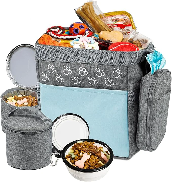 Pure Dog Travel Bag with Treat Pouch Airline Dog Bags for Traveling 2 Dog Food Travel Container 2 Travel Bowls Weekend Dog Travel Bag for Supplies Dog Travel Kit AccessoriesAbout This Specialty