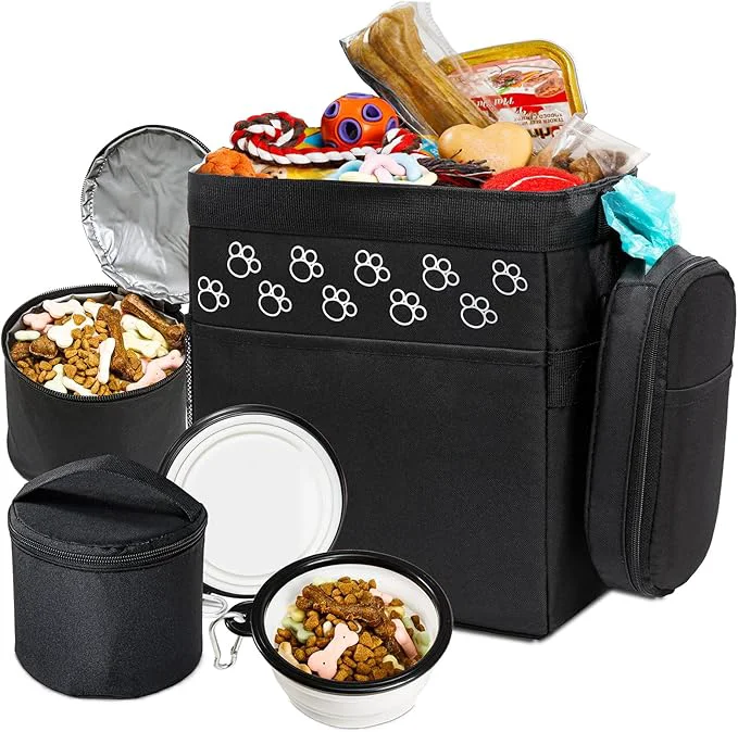 First-Class Dog Travel Bag - Airline 2 Food Containers 2 Bowls Treat Pouch AccessoriesAbout ThisOverview Safe