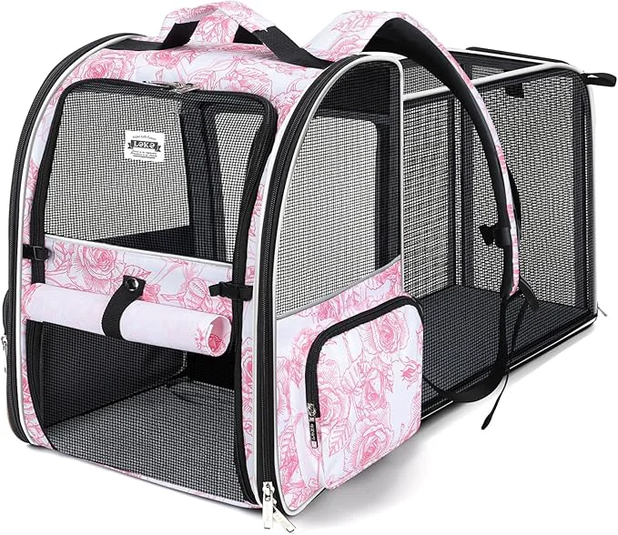 Advanced Lekebobor Large Cat Backpack Carrier Expandable Pet Carrier Backpack for Small Dogs Medium Cats Fit Up to 18 Lbs Dogs Foldable Puppy Backpack Carrier for Travel Hiking Pink Flowers PatternAbout ThisOverview Modern