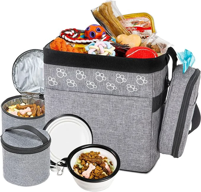 Contemporary Dog Travel Bag with Treat Pouch Airline Dog Bags for Traveling 2 Dog Food Travel Container 2 Travel Bowls Weekend Dog Travel Bag for Supplies Dog Travel Kit AccessoriesAbout This Safe
