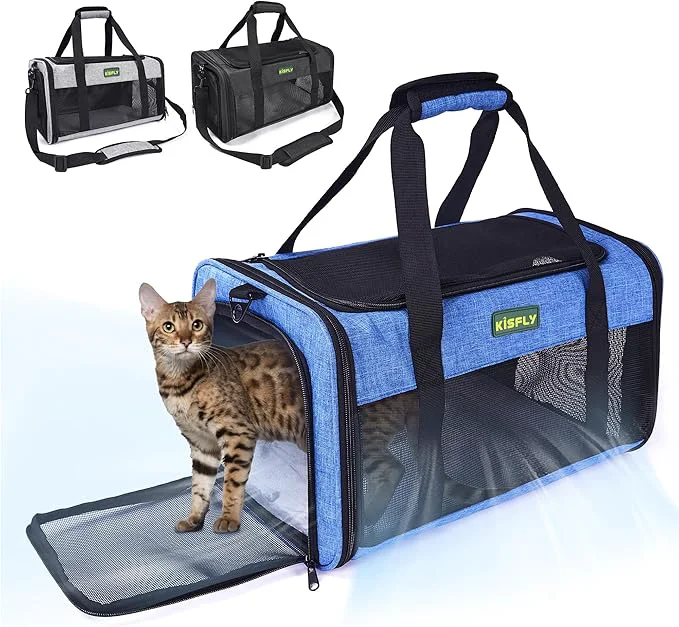 User-Friendly TSA Pet Carrier in Cabin 17 x11 x9.5 Soft Cat Carriers for Small Cats up to 12 lb Top-Open Portable Dog Carrier with Litter Box and Anti-Scratch Mesh for Puppy up to 10 lb BlueAbout ThisOverview Verified