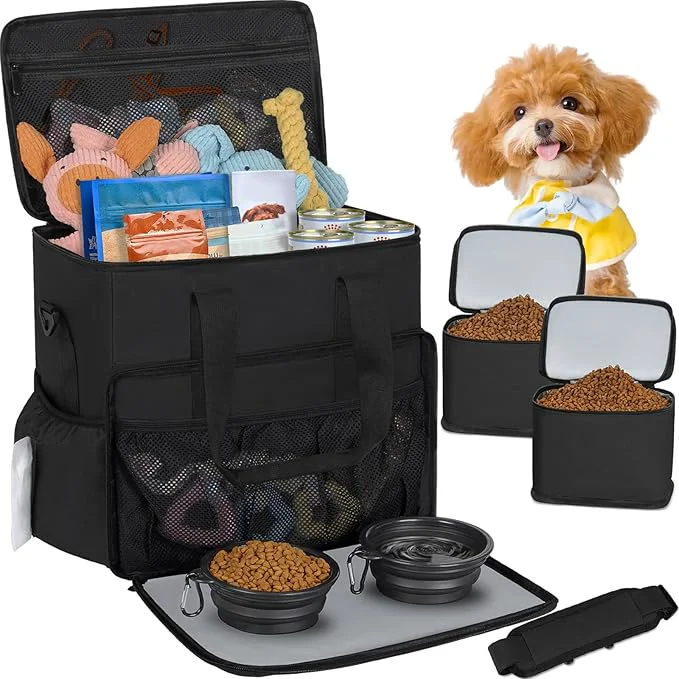 World-Class TORIBIO Dog Travel Bag Large Pet Travel Bag for Supplies with 2 Food Container and Collapsible Bowls Dog Travel Supplies Organizer Kit for Weekend Road Trips CampingAbout This Enhanced