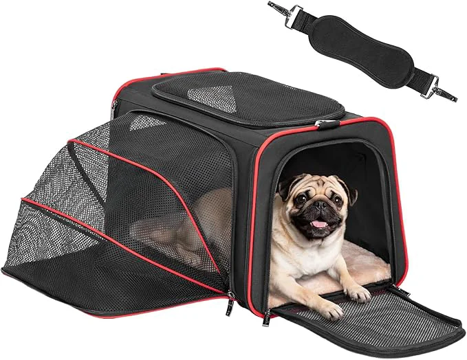 Trendy Petsfit Expandable Dog Carrier Large Cat Carrier Soft-Sided Portable Collapsible Pet Travel Carrier for Kittens Puppies or Small Animals 19 x12x12 Inches BlackAbout ThisOverview Fashionable