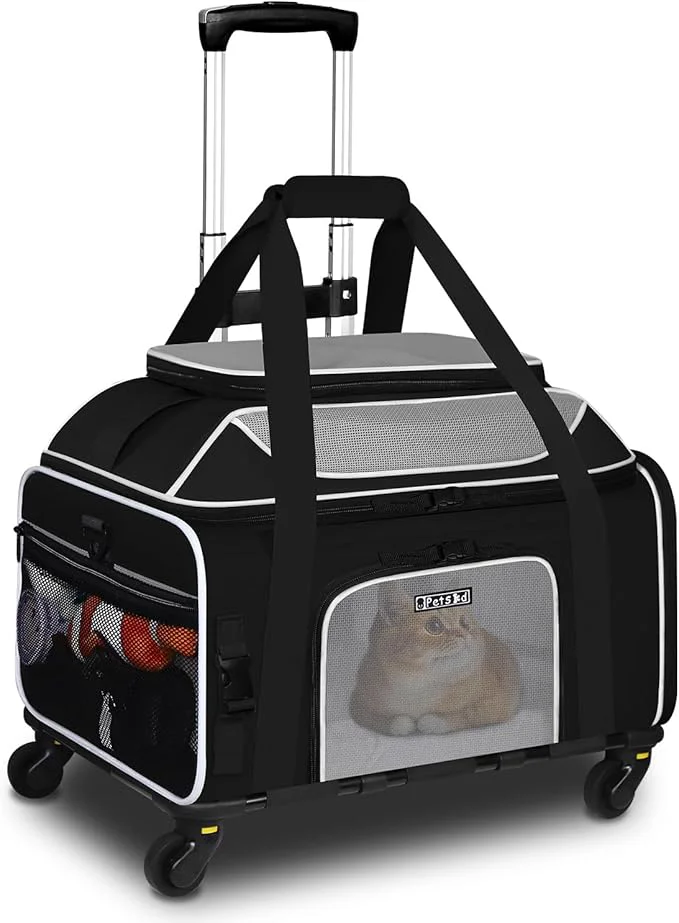 Specialty Petskd Top-Expandable Pet Carrier with Wheels 19x13x9 Inches Southwest Allegiant Airlines Soft-Sided Carrier for Small Dog Under 12 lbs and Large Cat Under 15 lbs Black About ThisOverview Unique