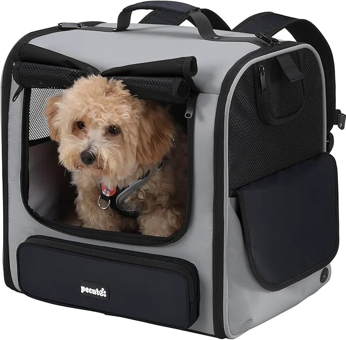Certified Pecute Cat Carrier Backpack Pet Carrier Backpack Widen Large Space Stable Pet Backpack for Cat Small Dog Ventilated Pet Backpack Miniature Dachshund Bag Suitable for Hiking Camping GreyAbout This Detailed