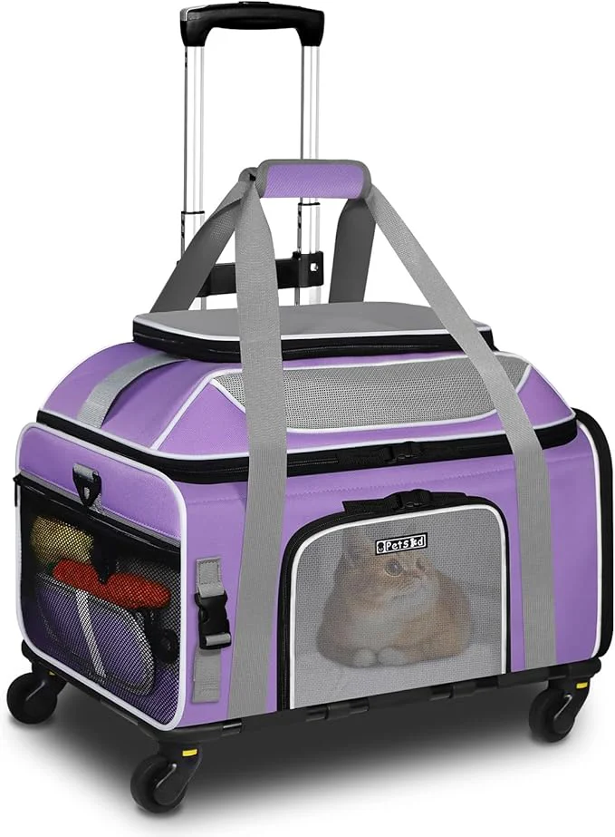 Convenient Petskd Top-Expandable Pet Carrier with Wheels 19x13x9 Inches Southwest Allegiant Airlines Soft-Sided Carrier for Small Dog Under 12 lbs and Large Cat Under 15 lbs Purple About ThisOverview Smart