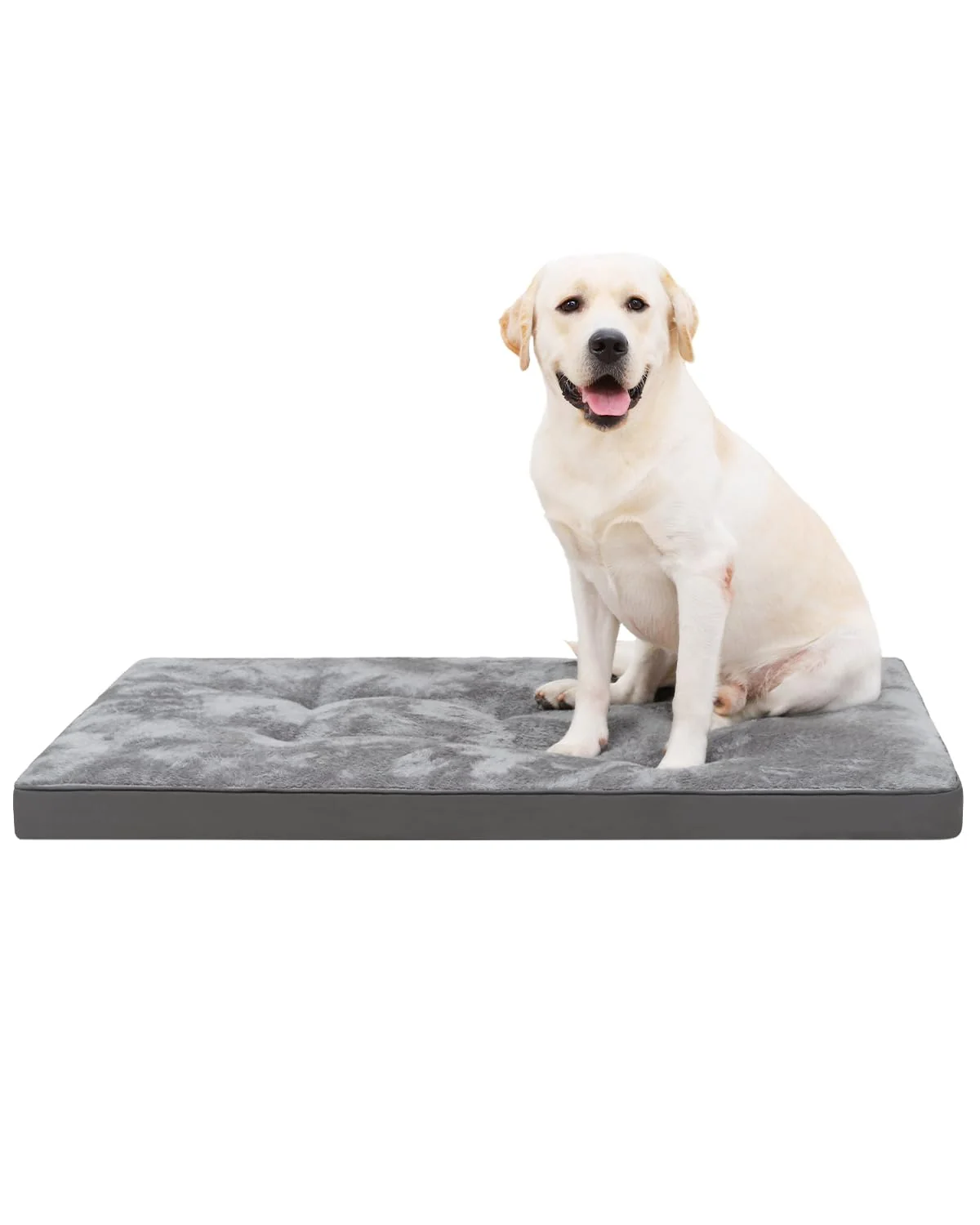 World-Class EMSLX Plush Crate Dog Bed — 47x29 in Anti-Slip Grey Comfortable