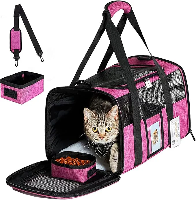 20 Large Pet Carrier Soft Sided Cat Carriers for Large Cats Under 25 lbs Folding Big Dog Carrier Cat Carrier for 2 Cats Travel Carrier RedAbout ThisOverview First-Class